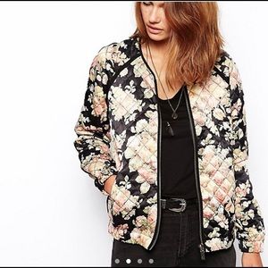 Maison Scotch & Soda Quilted Floral Bomber Jacket